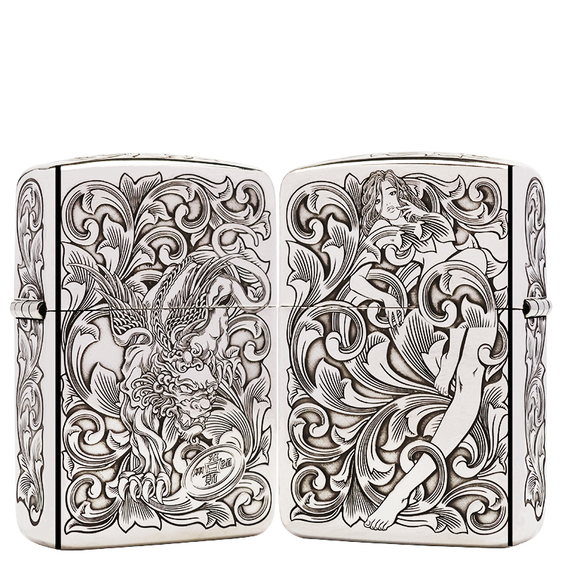 ZIPPO/之宝S925银【1941军机貔貅唐草仙子】正品煤油打火机KF-DF