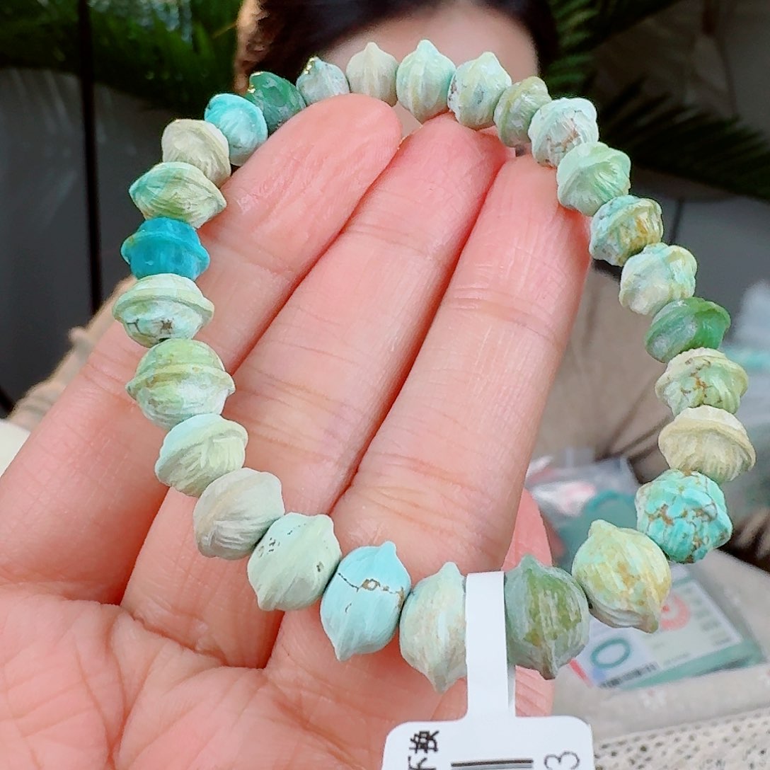 绿松石珠宝奇石未镶嵌桃*吉