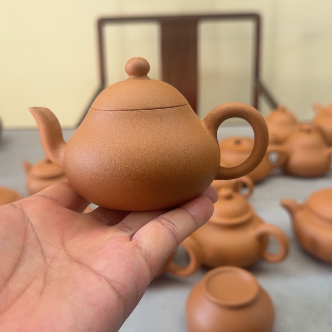 茶壶紫砂老矿长宝山黄金段无添加梨壶140cc半手