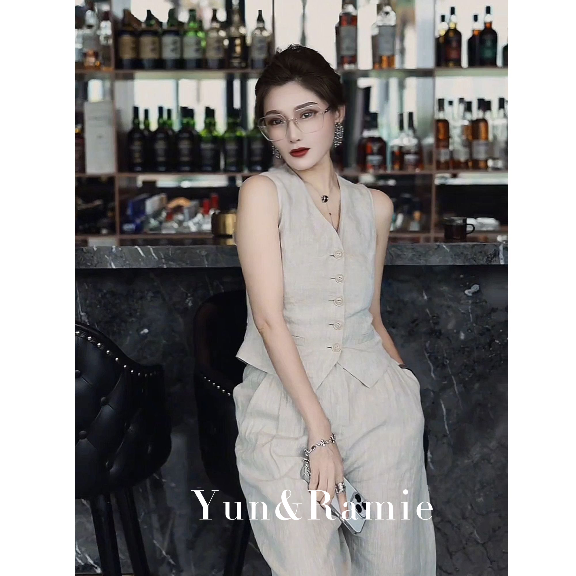 全亚麻无袖马夹【苎韵】新款时尚洋气百搭网红洋气炸街女装出游服装