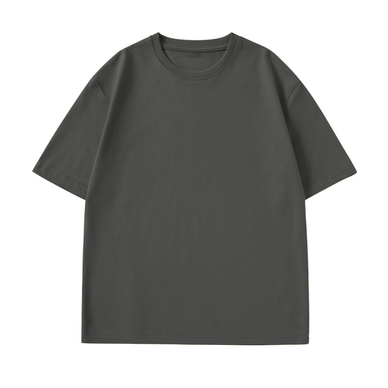 藏青色港风潮牌双杆条纹拼接短袖男生夏季t恤衫