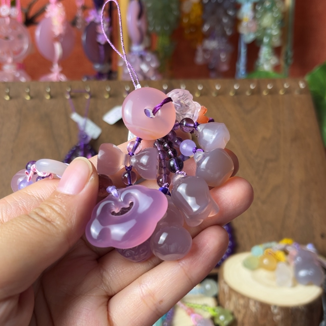 紫色如意手机挂件
