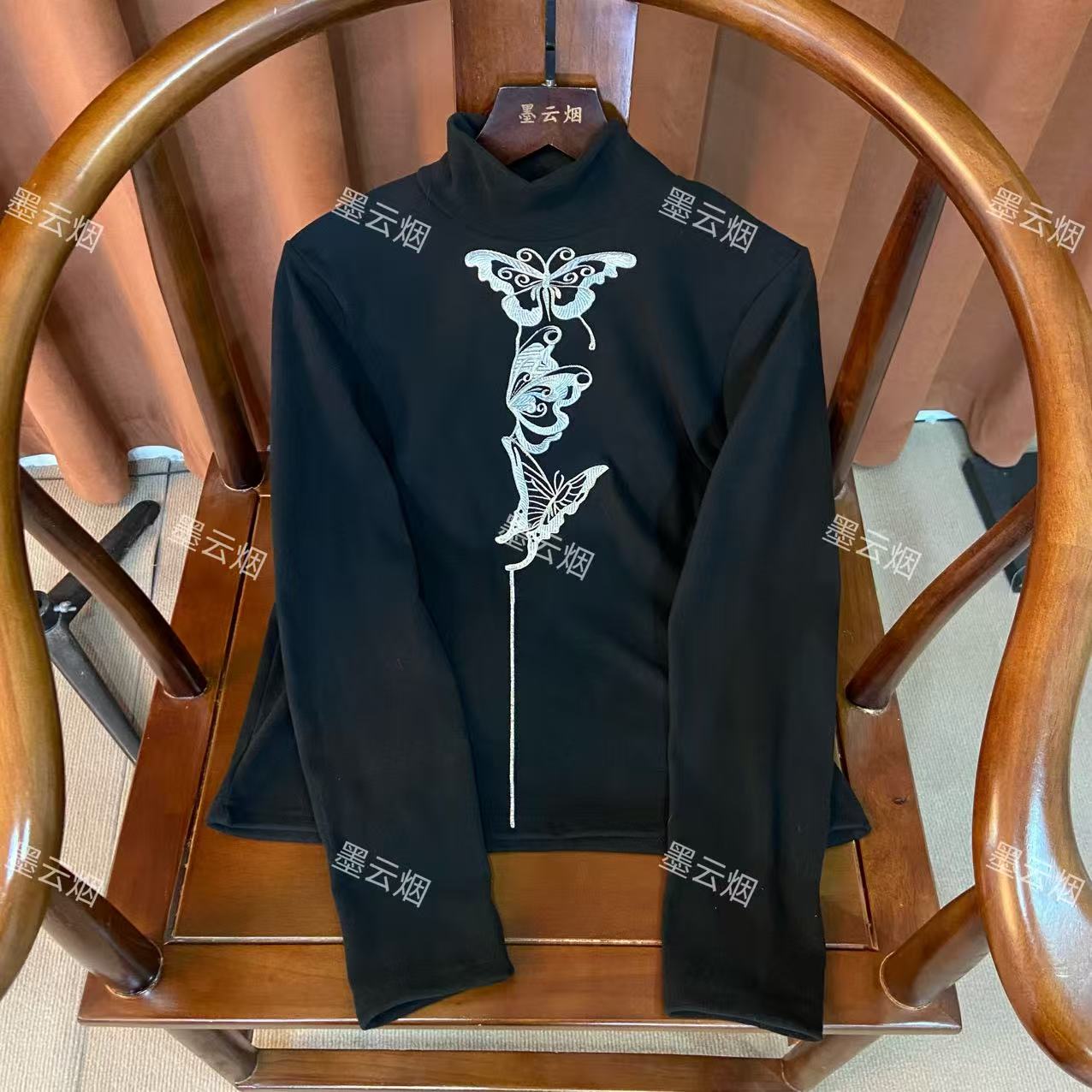 【蝶一】新中式高领刺绣加绒修身百搭气质百搭打底显瘦时尚立领休闲