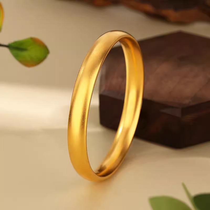 非遗古法经典泥鳅背素圈手镯简约大气