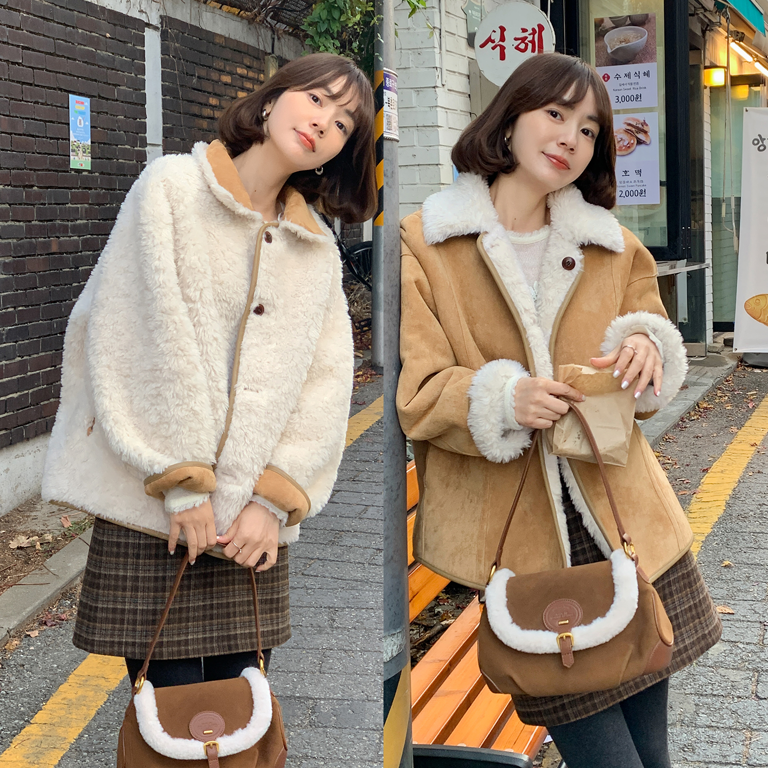 【牙牙】【双十二92折】【翻转拿铁】FS510W082百搭皮毛一体外套