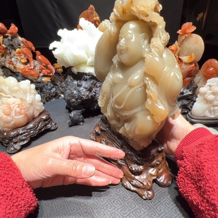 寿山石明****~牛角冻摆件工艺品