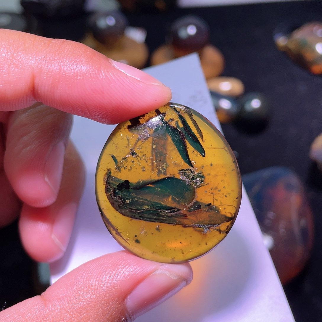 琥珀裸石未镶嵌，