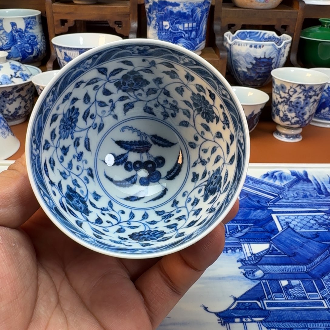 千***然陶杯子景德镇全手工手绘陶瓷