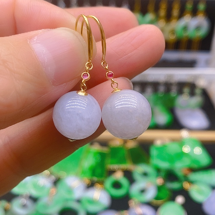 翡翠耳饰18K金镶嵌耳坠