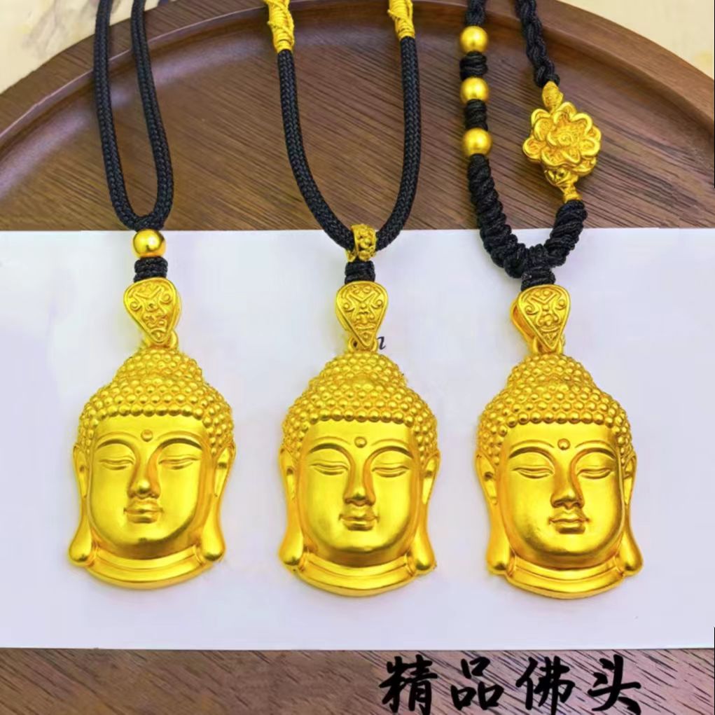 合金吊坠 精工版手工编绳实心佛头吊坠