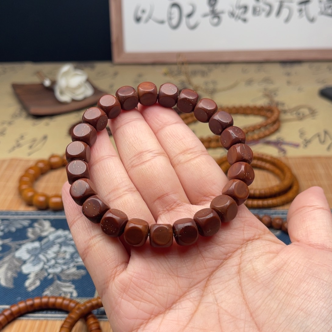 紫金鼠手串简**好实心六方9