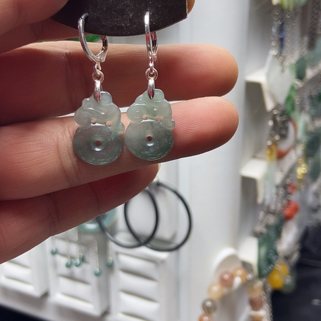 翡翠银S925镶嵌耳饰品质珠宝