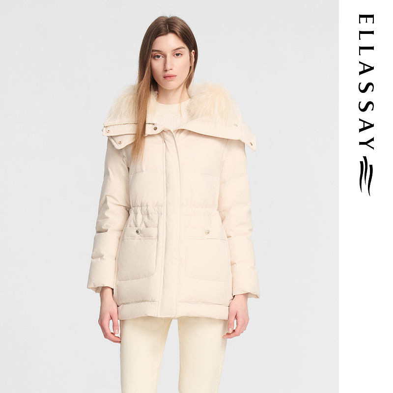 ELLASSAY歌力思冬季新款简约带毛领连帽鹅绒女EWE354L00700