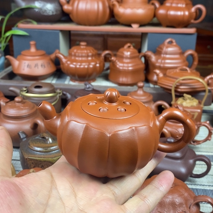 茶壶紫砂筋纹莲子150cc原矿赵庄朱泥特价