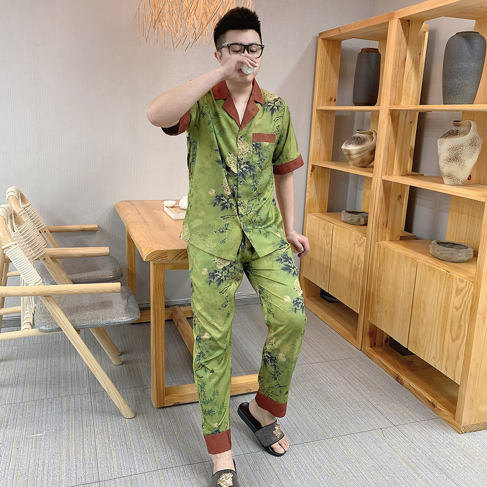 《特价3XL》短袖长裤睡衣套装男士可外穿家居服