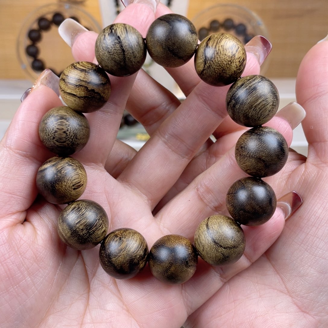 沉香手串果**代越南芽庄白棋楠虎斑留疤