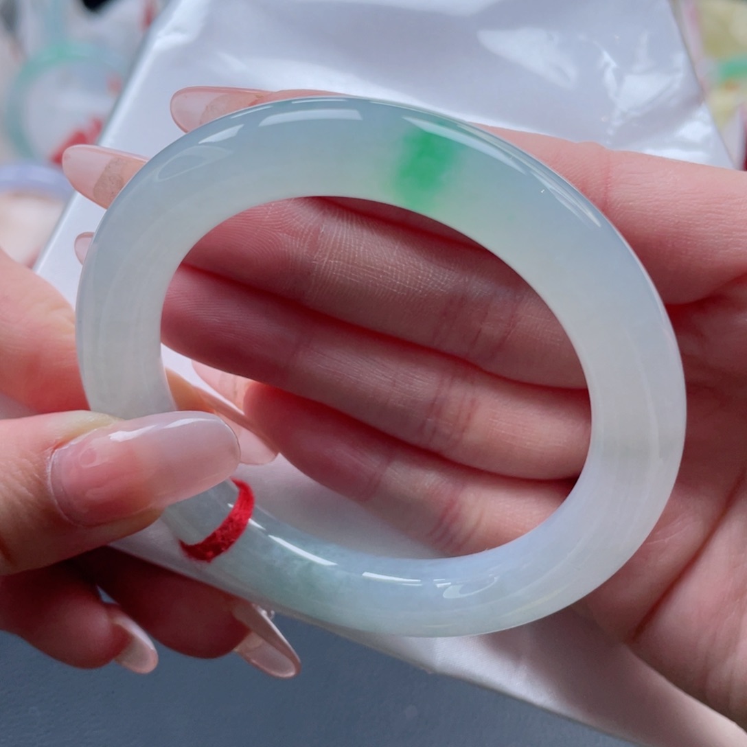 未镶嵌手镯翡翠54.1糯冰飘阳绿 惊破一瓯春 精致感27号