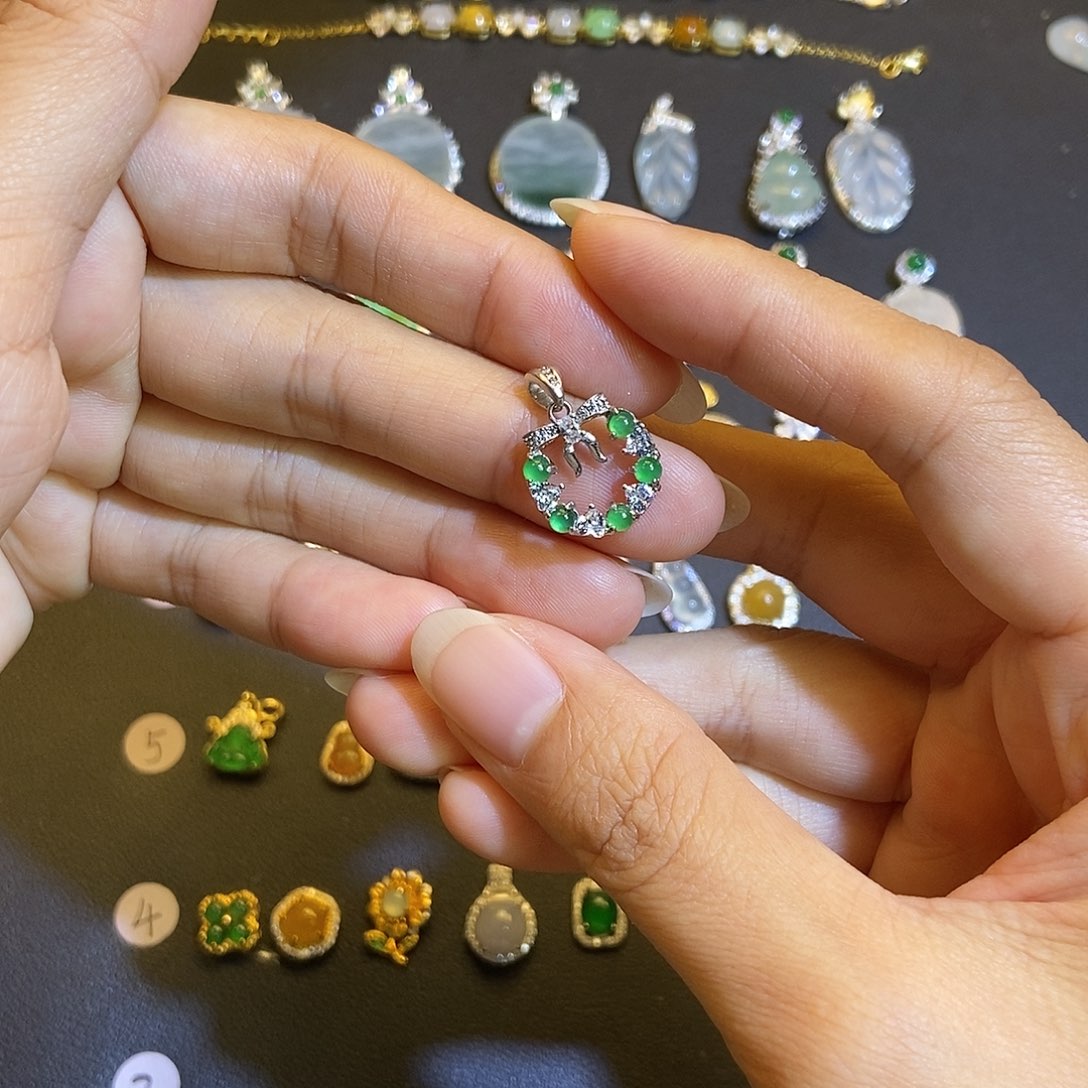 翡翠银S925镶嵌吊坠(不含链)