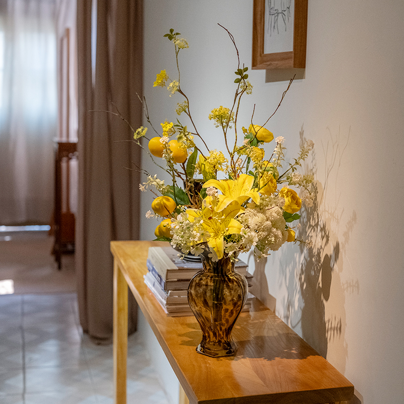 海虹景品百合仿真花假花摆设高级感逼花艺真客厅餐桌玄关花束摆件