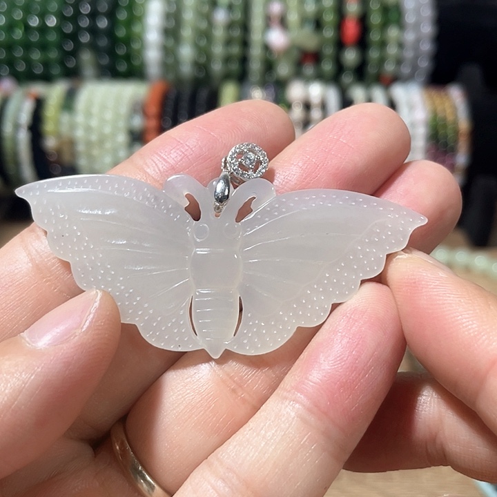 和田玉银S925镶嵌颈饰