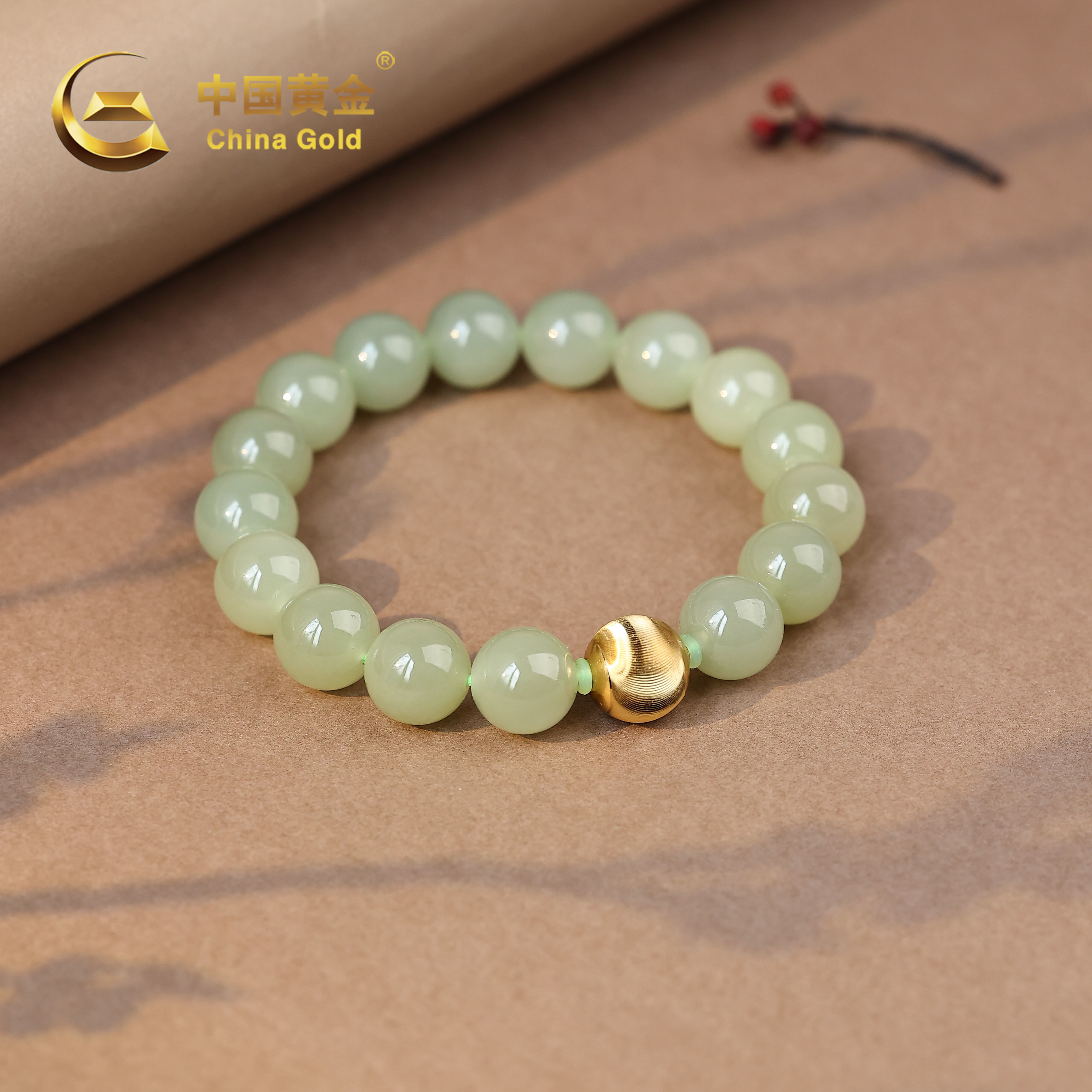 【中国黄金】青黛 | 和田玉*手串*S925银镶嵌-S2517-格