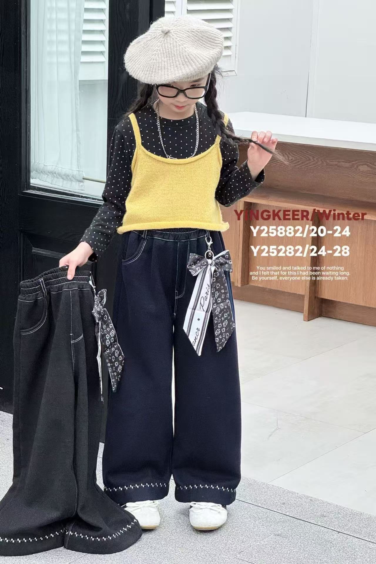 【一条过冬】女童冬季加绒加厚直筒牛仔裤25072 25278 