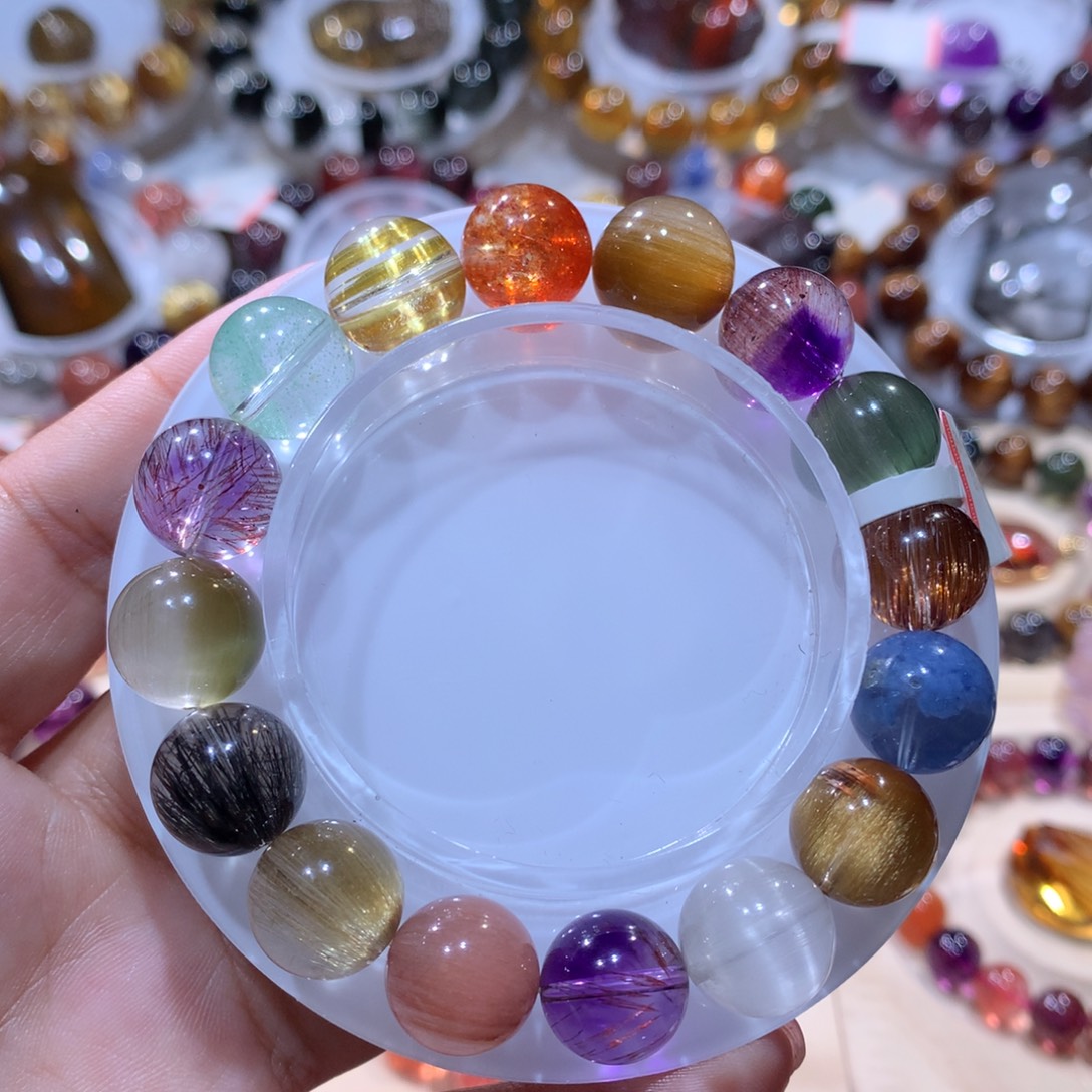 水晶未镶嵌手链水晶多宝12mm左右