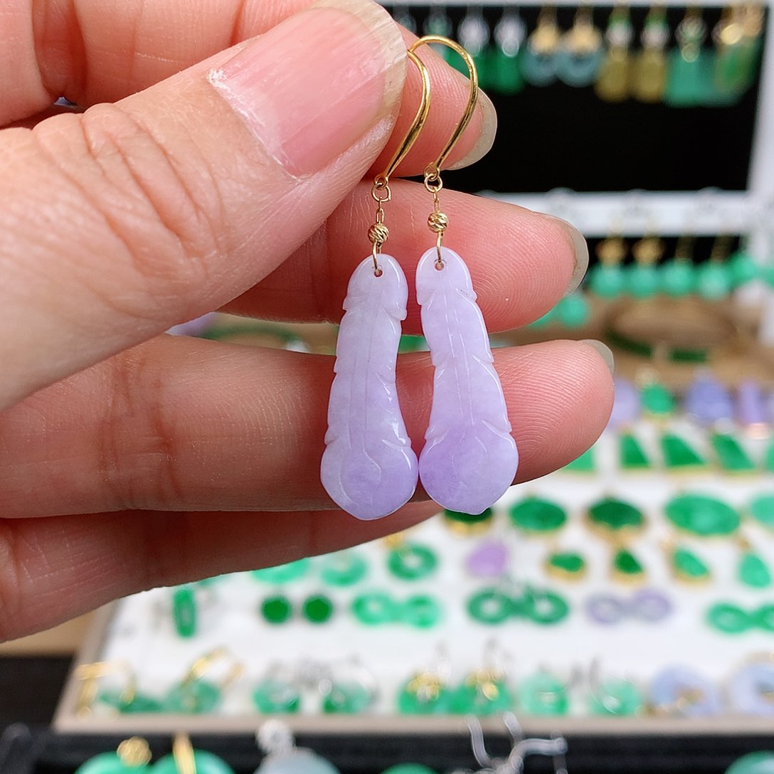 翡翠耳饰18K金镶嵌的