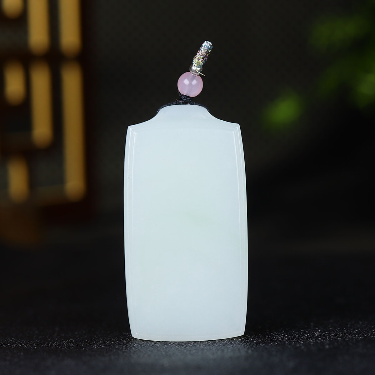 1214139和田玉白玉平安牌挂件