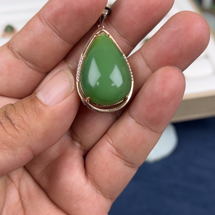 和田玉颈饰银S925镶嵌