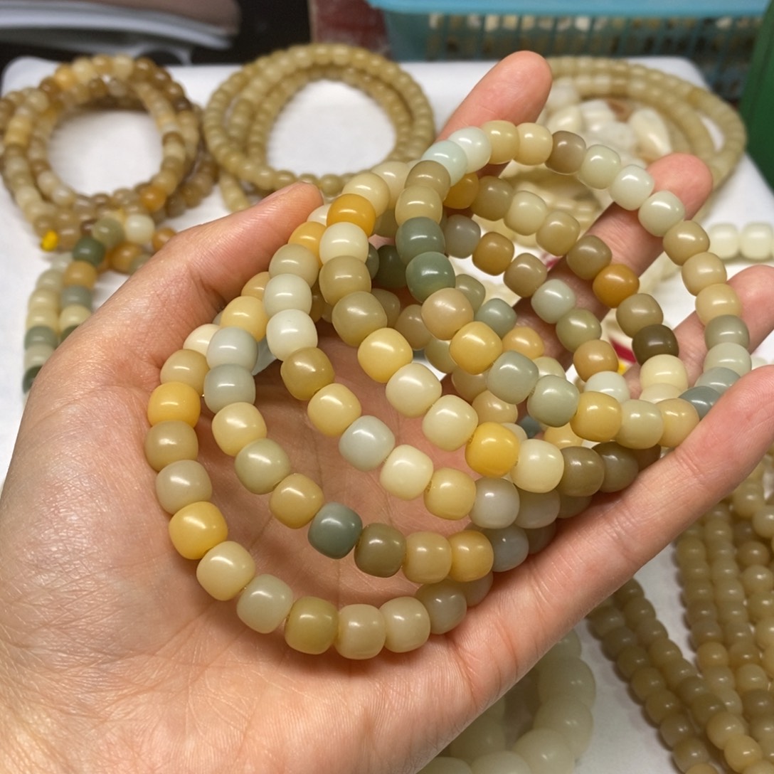 吊坠菩提根/象牙果卡9多宝兰料手串老型桶珠一条原生态干磨