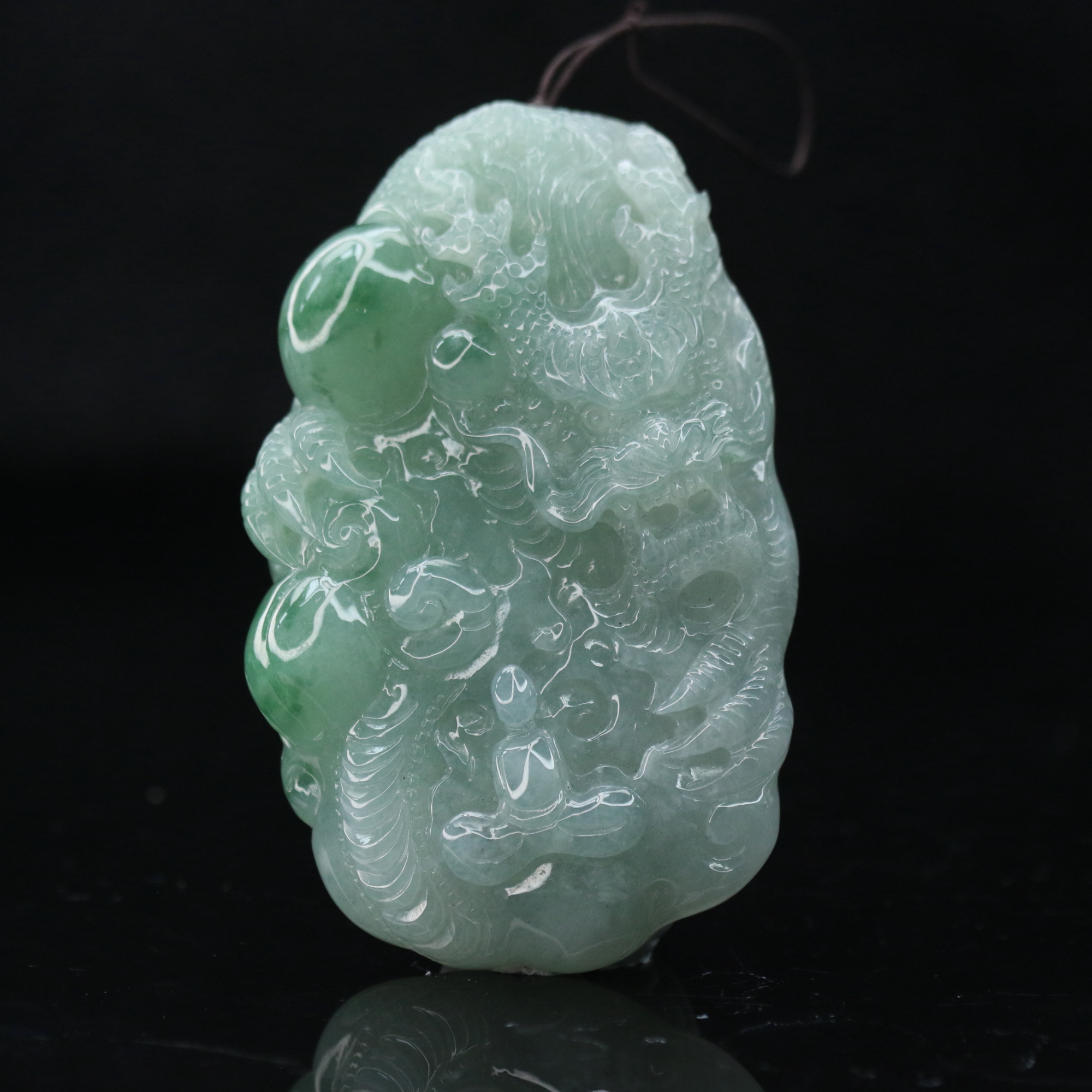 lot30天然缅甸翡翠A货绿龙/000342保利厦门拍卖