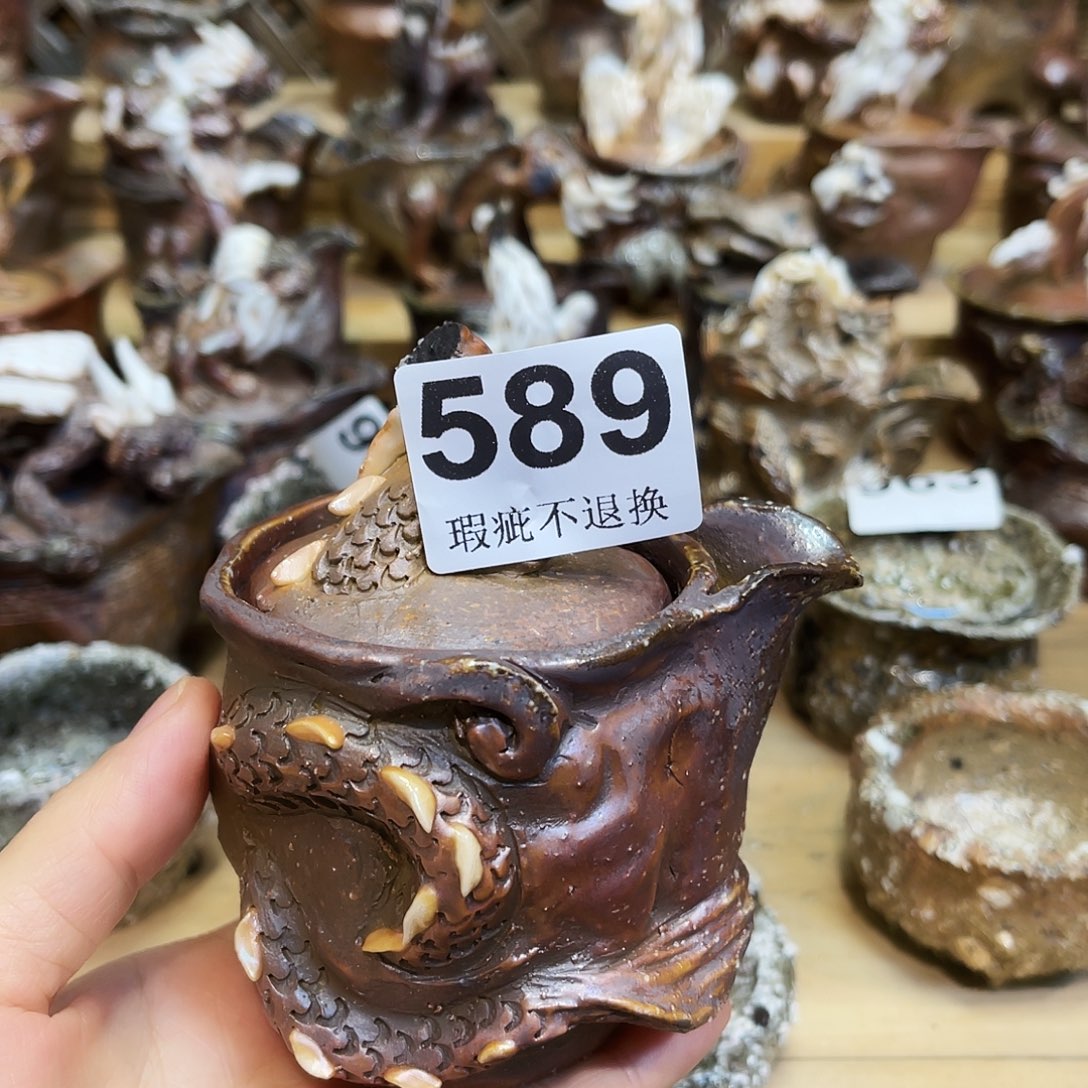 瓶柴烧粗陶手捏宝瓶微瑕