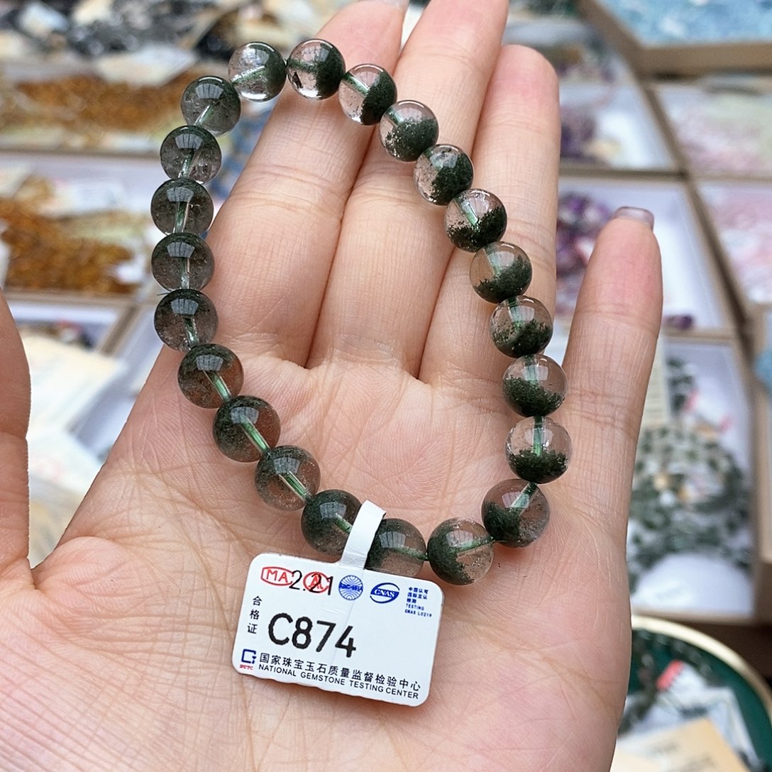 水晶手链未镶嵌C874 绿幽灵 8m+