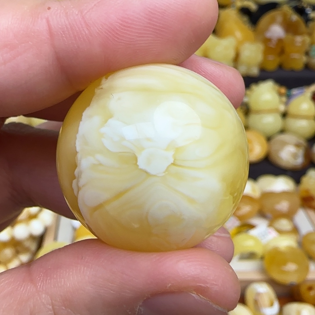 蜜蜡吊坠(不含链)未镶嵌29.5毫米意境款瓷白溶洞妖花蜜蜡