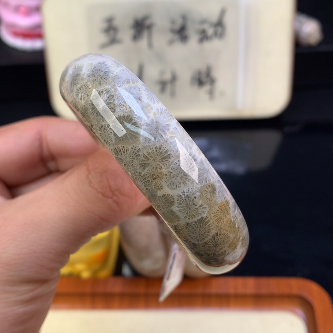 硅化珊瑚（珊瑚玉）未镶嵌颈饰104号54圈网花