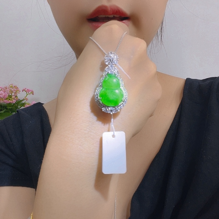 翡翠银S925镶嵌吊坠(不含链)