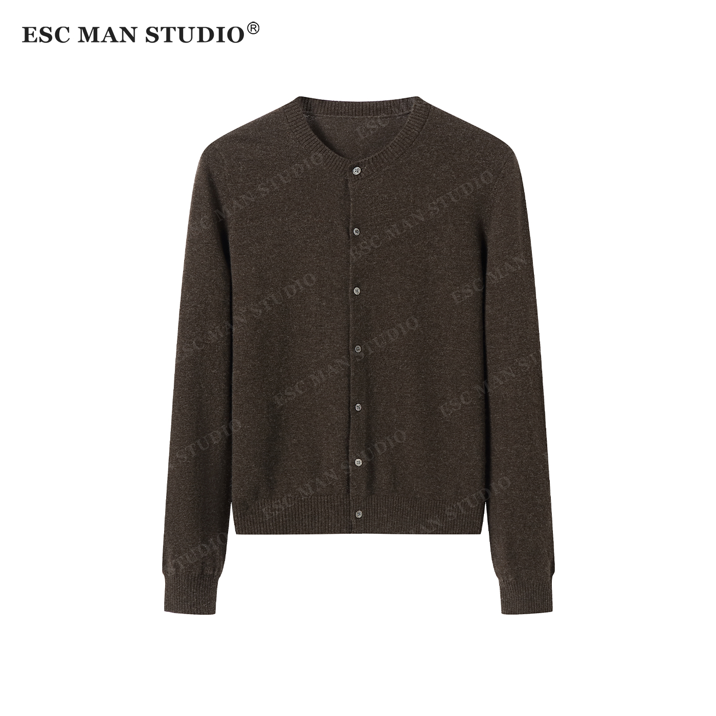 ESC MAN STUDIO/松弛感穿搭100绵羊毛圆领针织衫慵懒风毛衣开衫