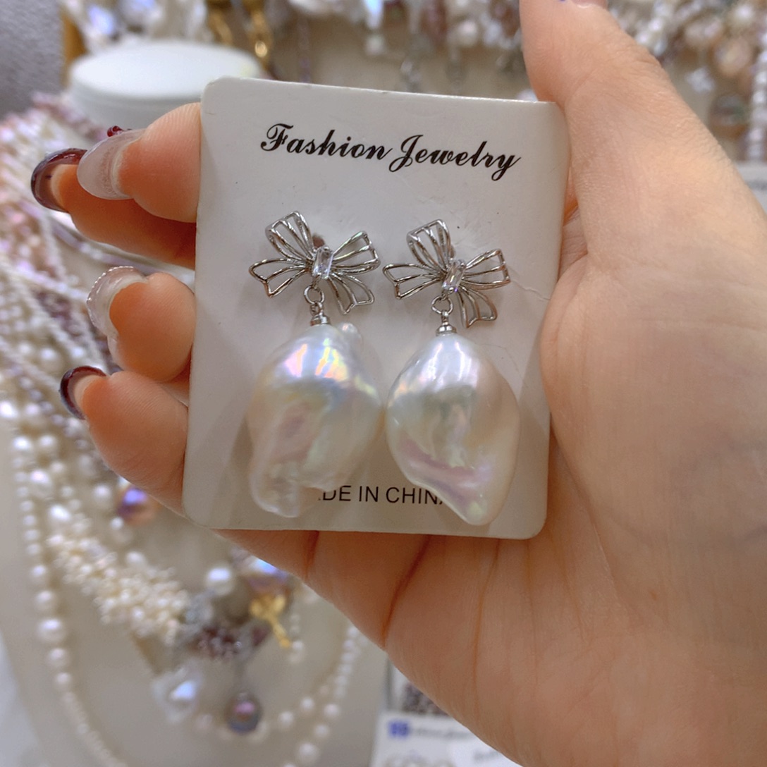 淡水珍珠耳饰合金