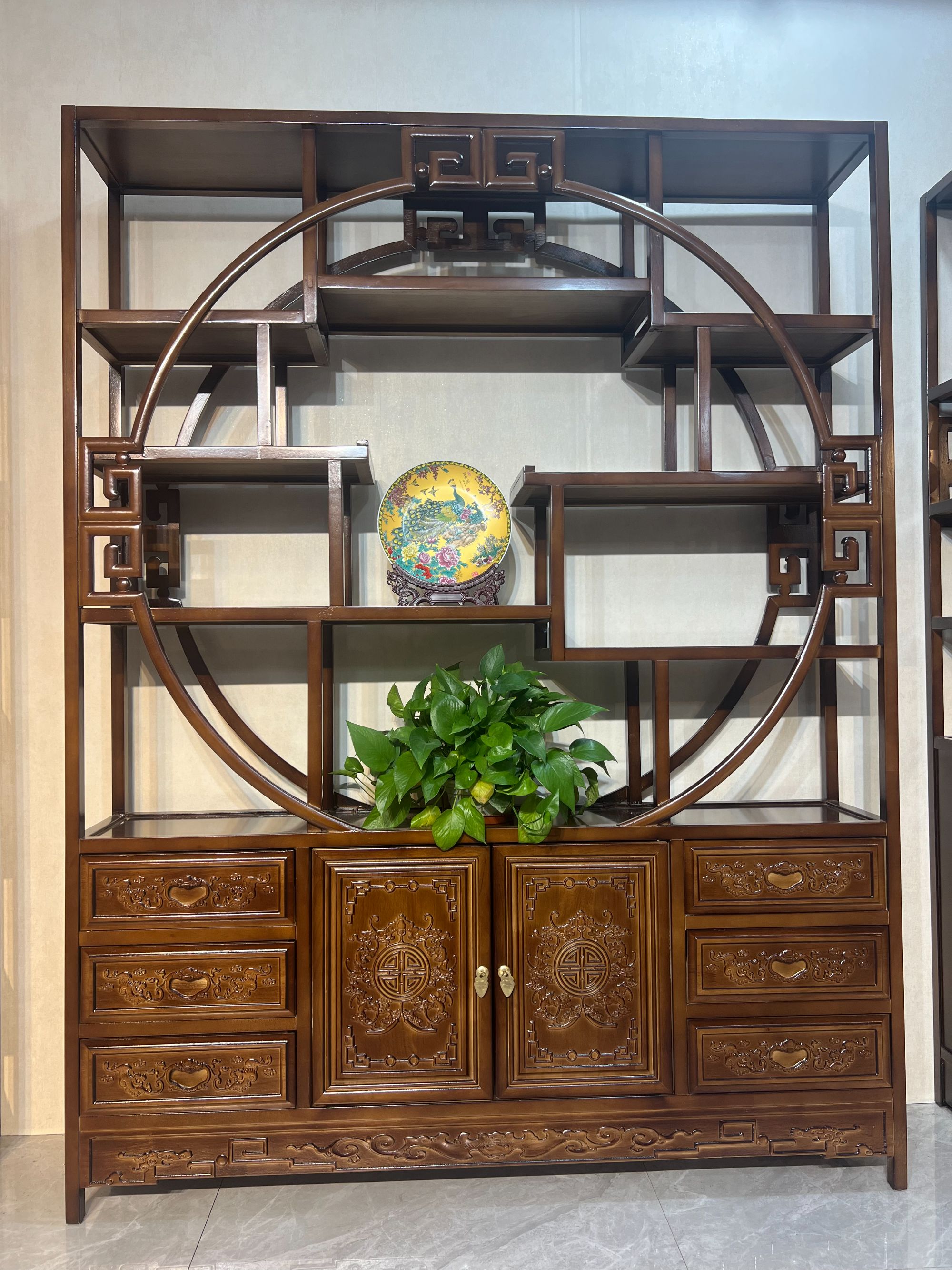 1.5米多宝阁橡木新中式实木隔断柜展示柜居家好物置物架子