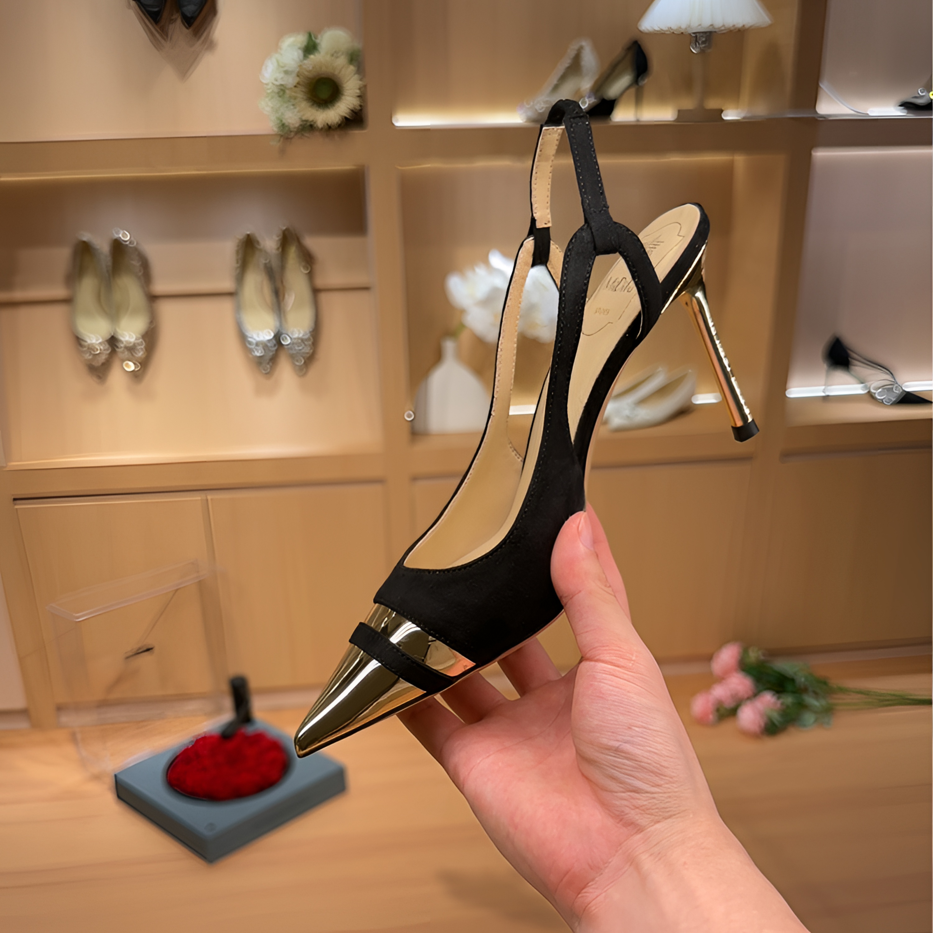 DITU/米蒂图   新款百搭气质时尚小众细跟女鞋法式