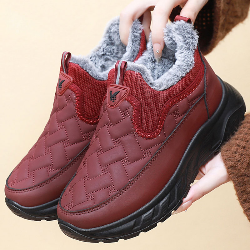 冬季老北京布鞋女棉鞋加绒保暖厚底防滑中老年一脚蹬妈妈鞋棉鞋女