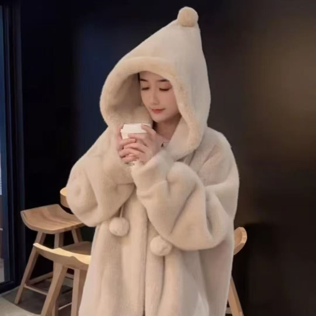 潮牌女装巫师帽设计感女装大衣带帽时尚秋冬冬季