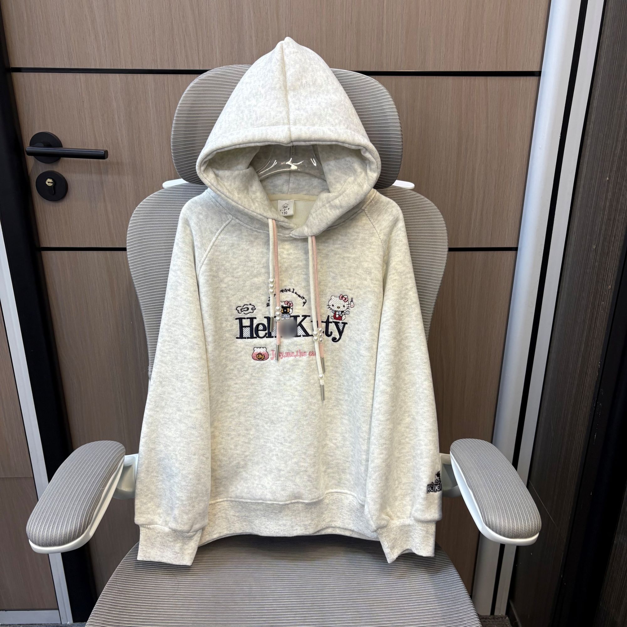 冬款韩范哈喽凯蒂刺绣加绒女童连帽卫衣 F330 330 H