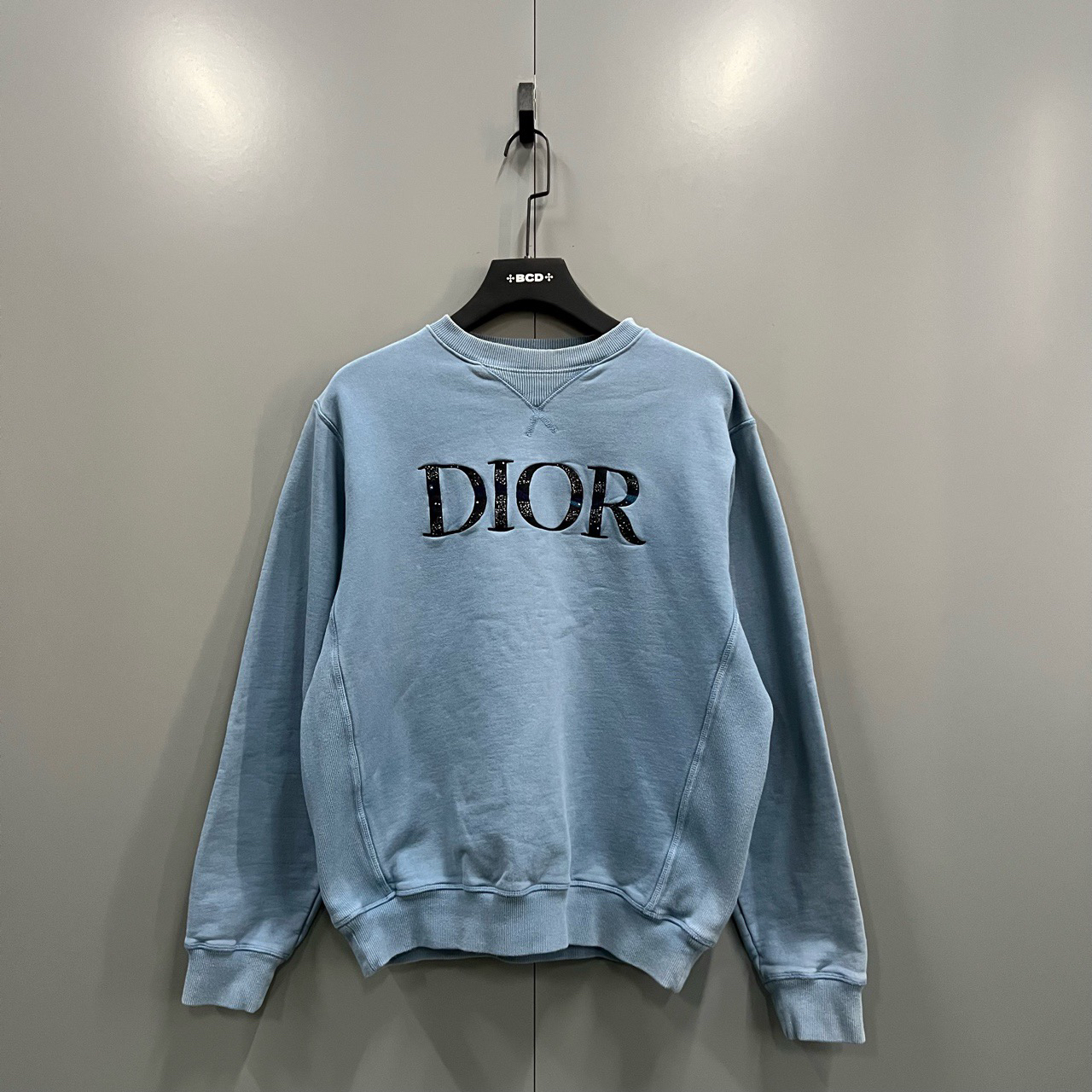95新 DIOR/迪奥 (ll) 蓝色字母卫衣 M码/603697 瑕疵无领标无洗标