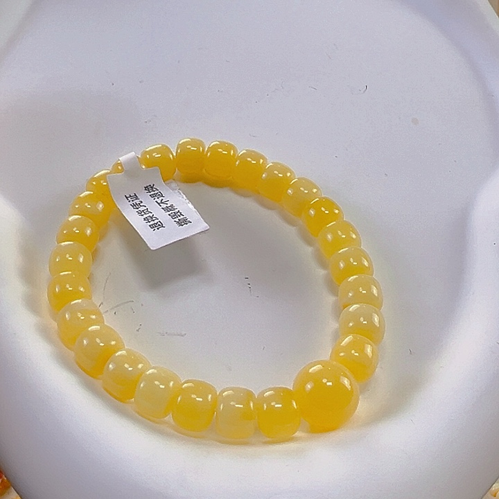 蜜蜡手串未镶嵌耳***鱼白花蜡