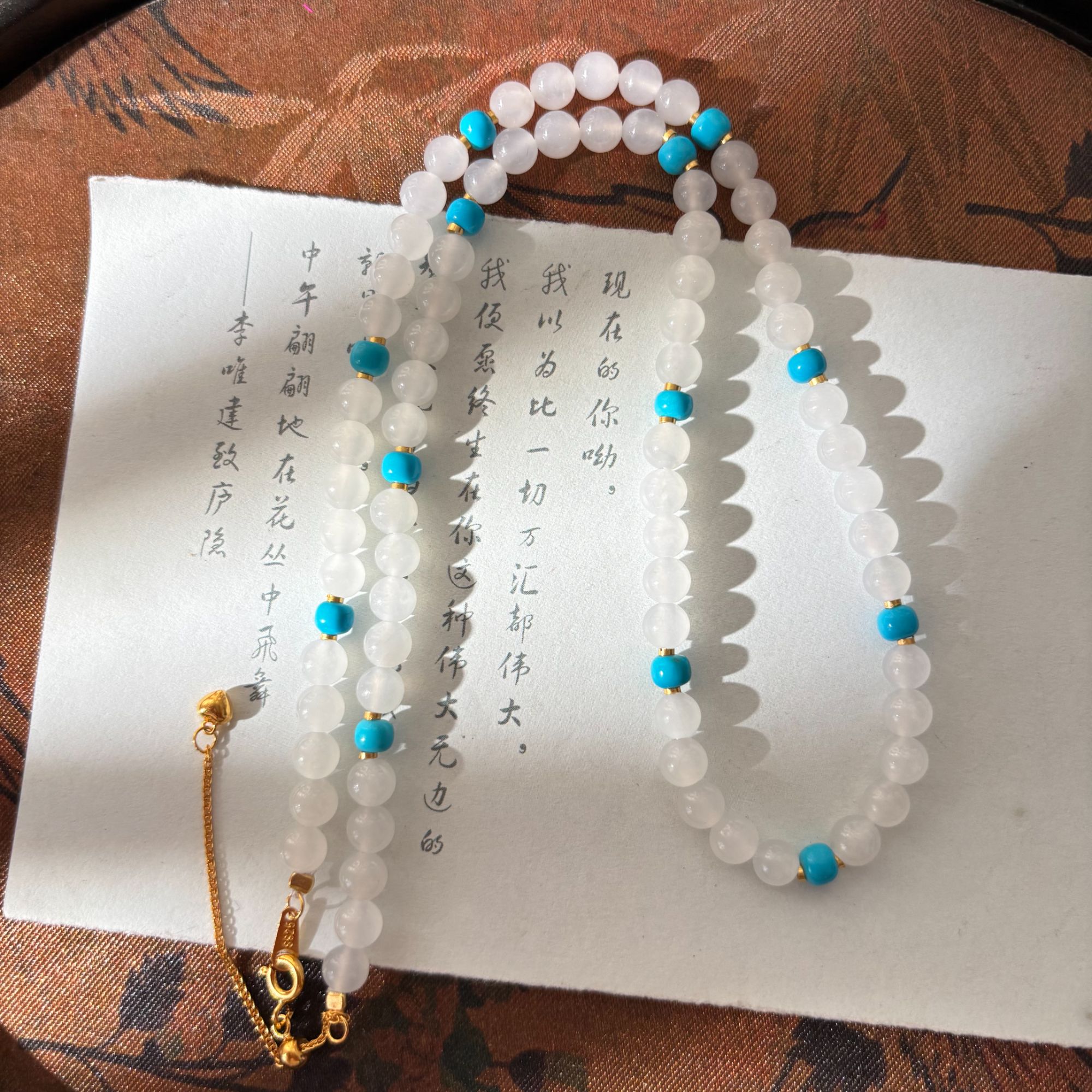 S69 月髓凝 【金菀菀】天然和田玉白玉银S925镶嵌抽拉式项链万能链