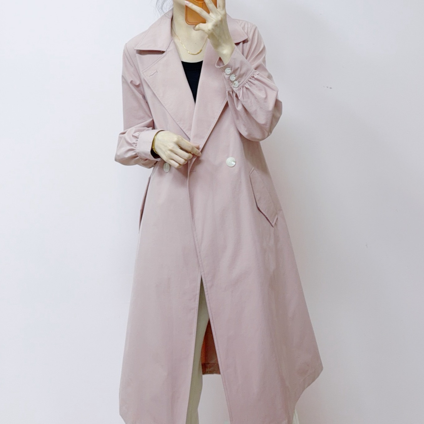 003气质英伦风百搭收腰系带中长款风衣外套F91003/GP