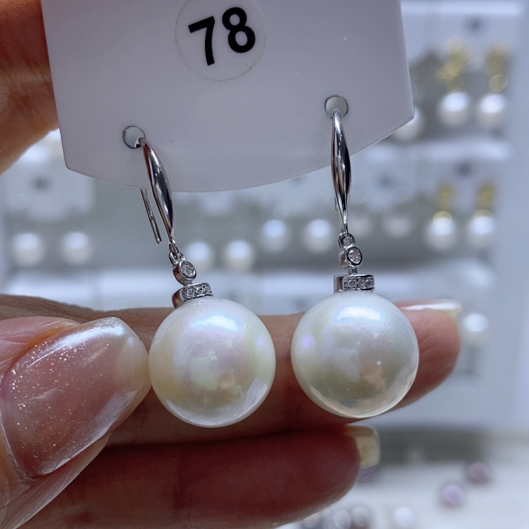 淡水珍珠耳饰银S925镶嵌棉*糖