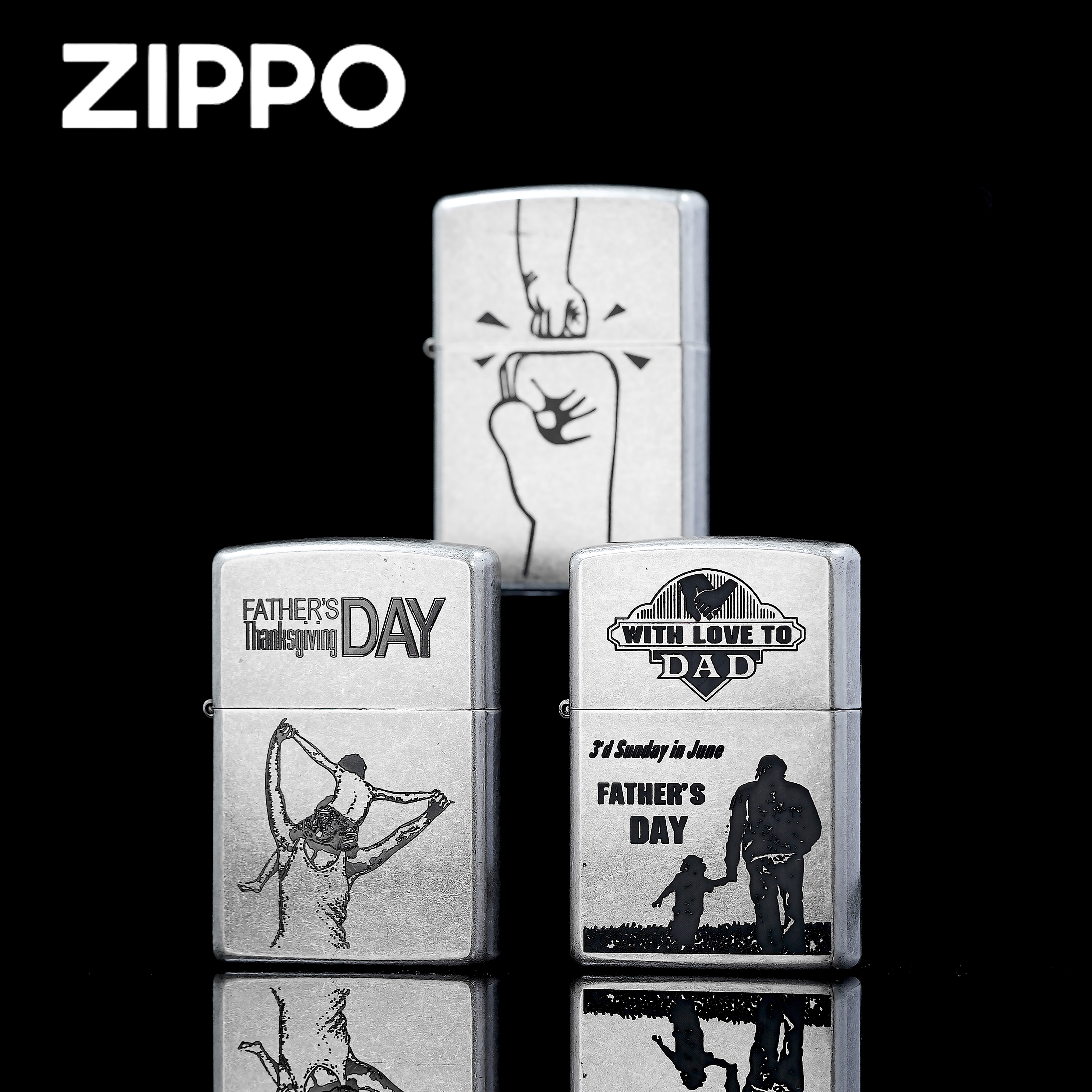 zippo打火机正品/常规古银父爱如山雕刻父亲节礼物男士送礼DYJ3